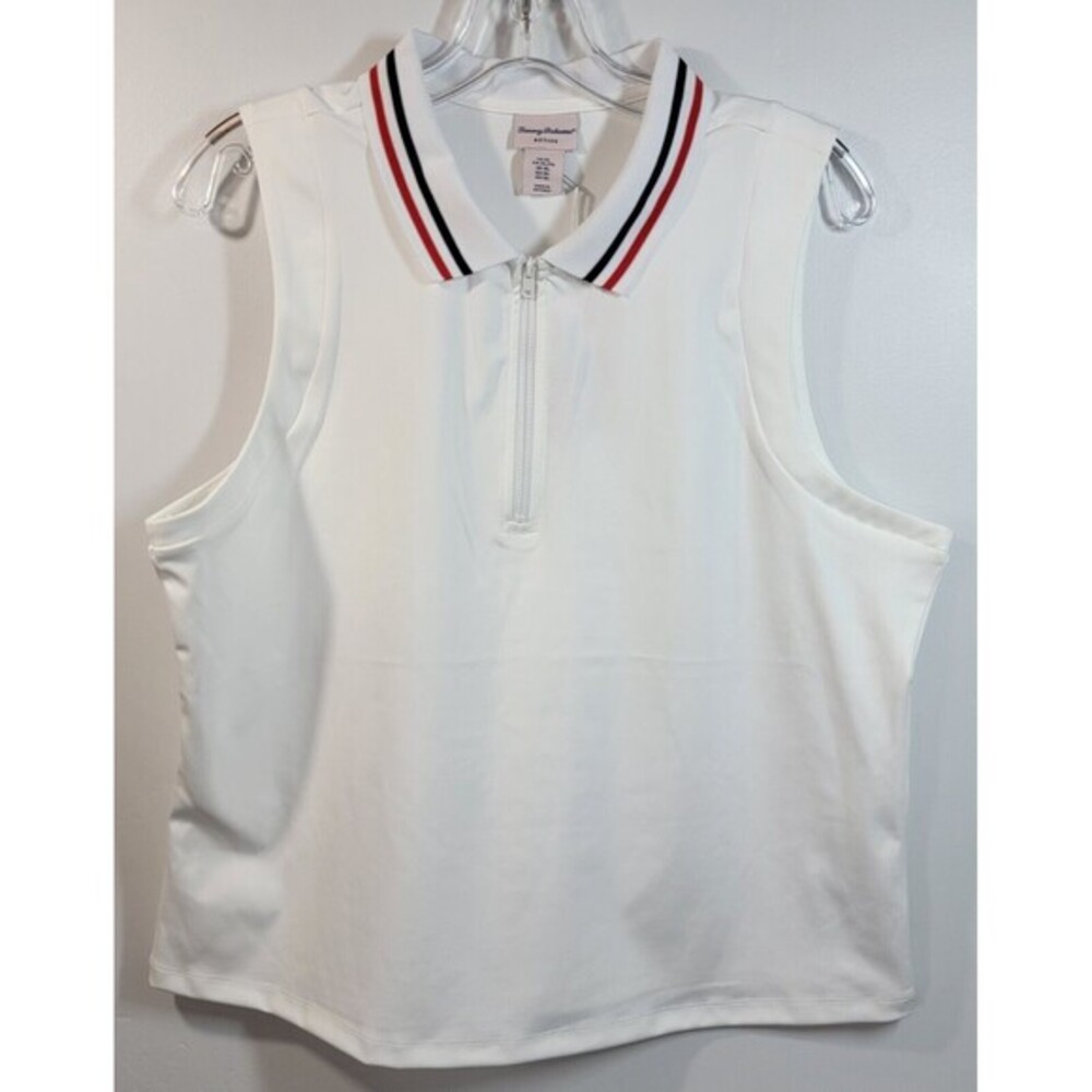 Tommy Bahama Active 1/4 Polo Tank Women's XL White UPF 50